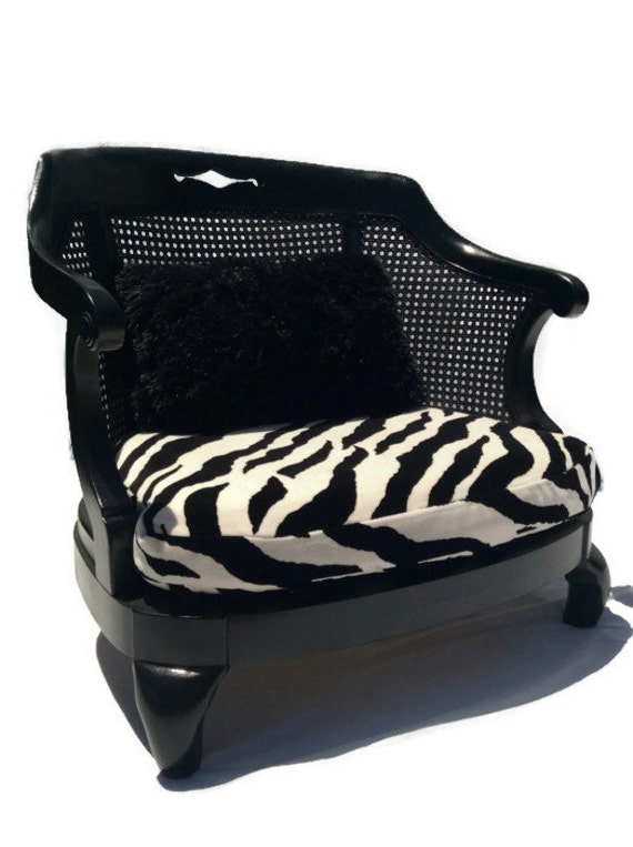 Vintage Dog Bed in Black and White Zebra Print
