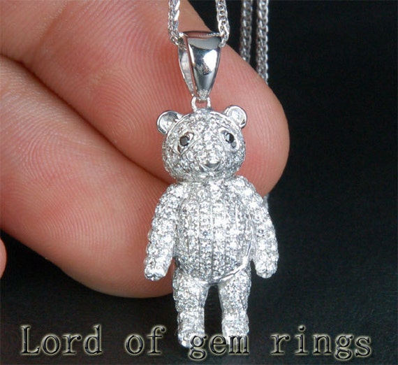 Teddy Bear 1.22ctw Diamonds Solid 14k White Gold by TheLOGR