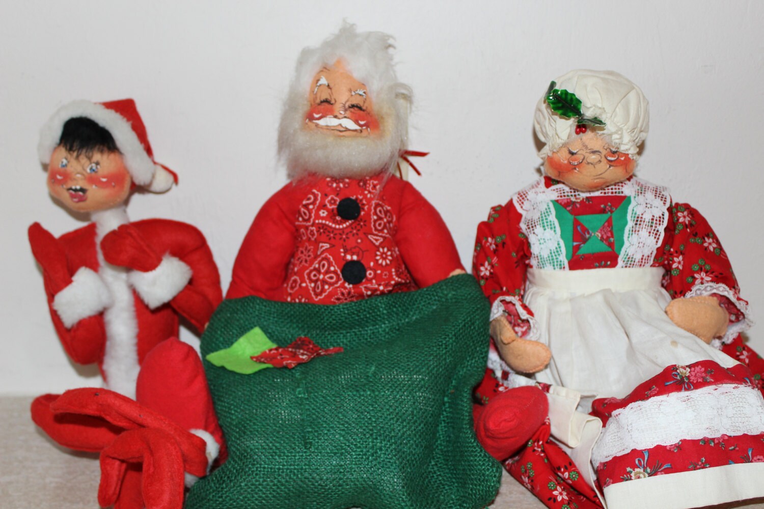 vintage 1970s large annalee mobilitee christmas doll set