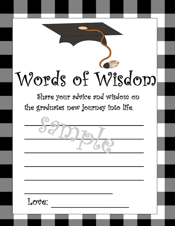Graduation Words of Wisdom CardsDIY Printable
