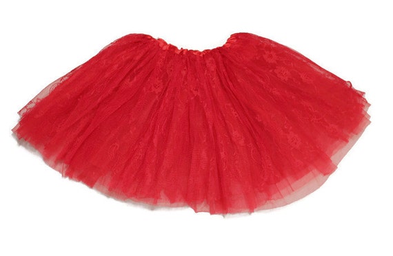 Red Lace Skirt Ballet Tutu Size 6 months 10 by glittereverafter