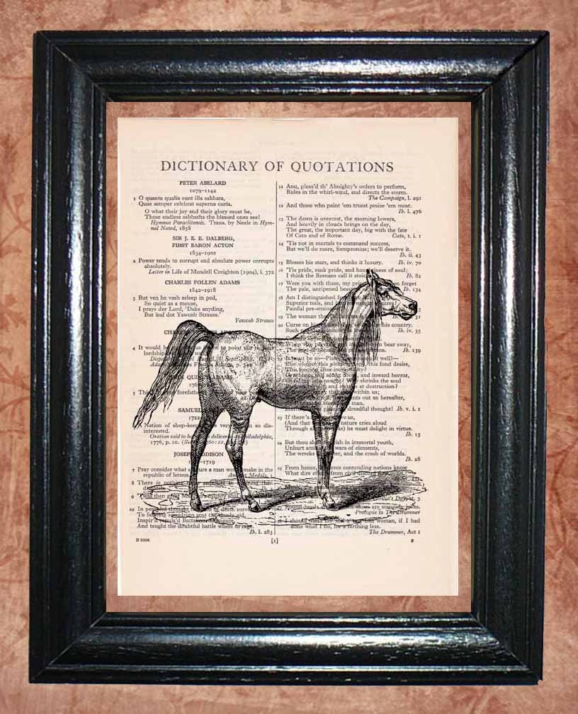 White Horse Vintage Dictionary Book Page Art Print Beautiful