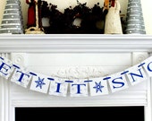 LET It SNOW banner sign, blue & White Christmas Decor, photo prop, garland, christmas banner-Banner for any occasion Il_170x135
