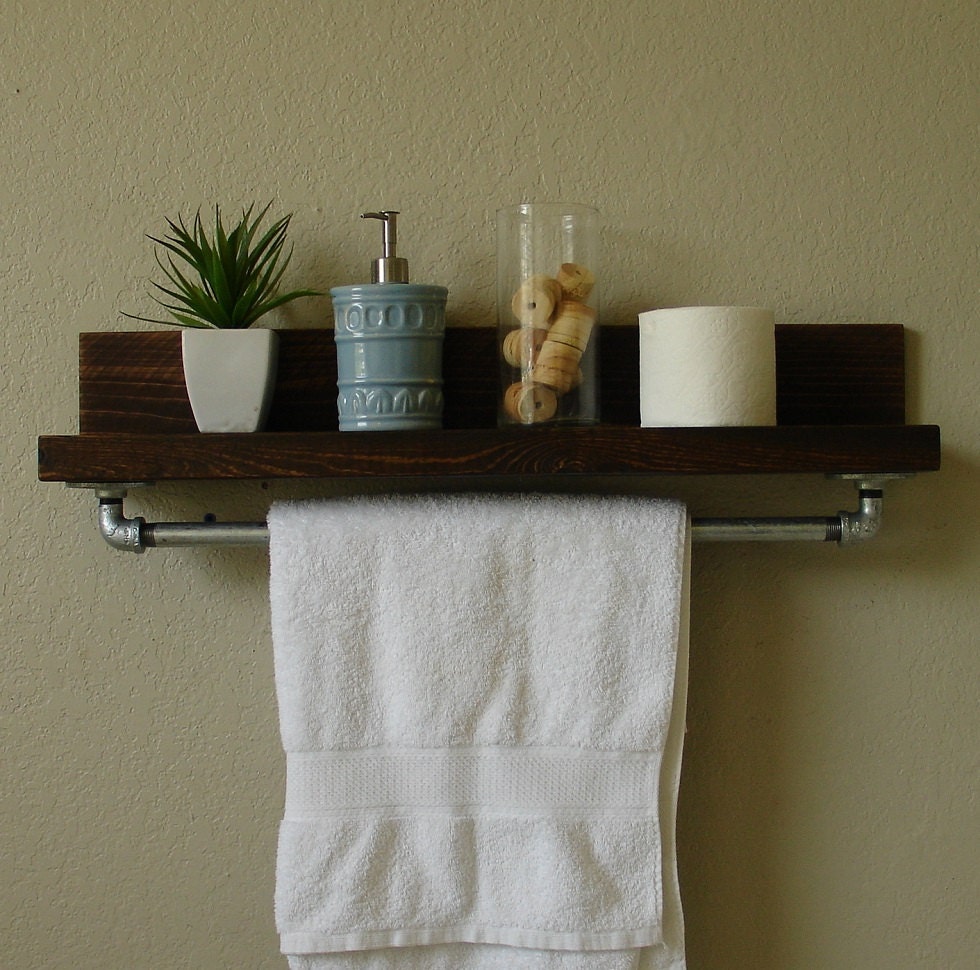 Simply Industrial Rustic Bathroom Shelf with 24 Metal by KeoDecor