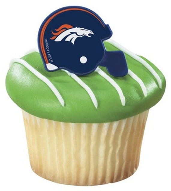 12 Denver Broncos NFL Football Cupcake Cake Topper Rings