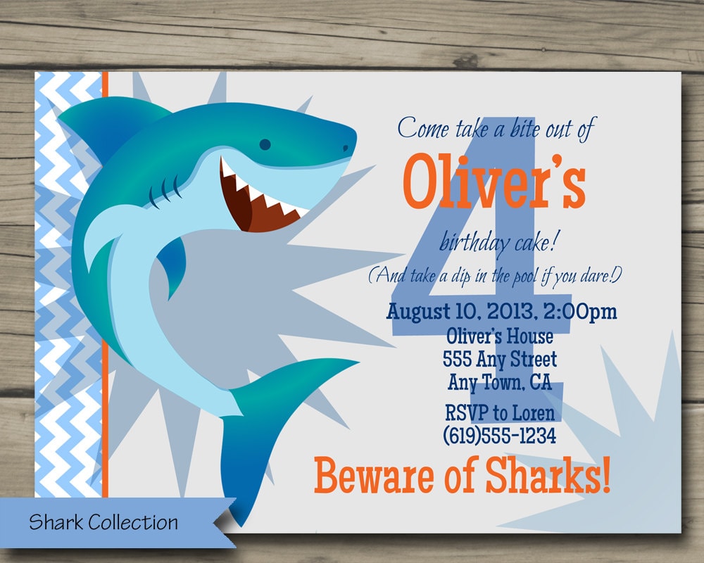 Shark Bite Birthday Party Invitation Printable Shark Birthday