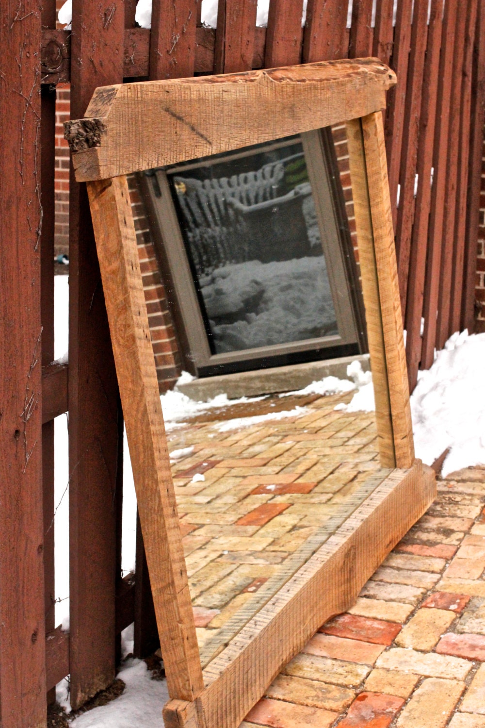Items similar to LARGE Reclaimed Barn Wood Mirror. Rustic/Contemporary