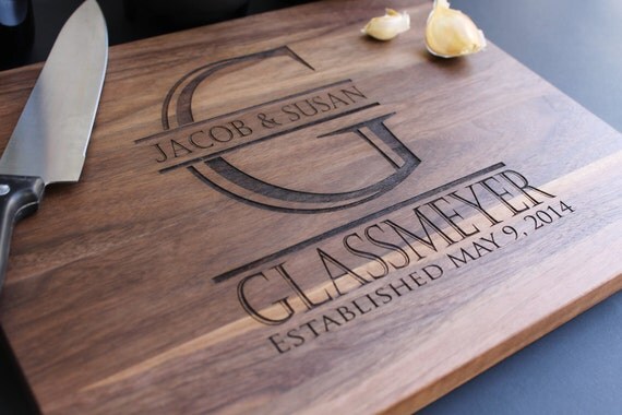 Monogrammed Initial Cutting Board Personalized Cutting Board Monogrammed Custom Engraved 11 