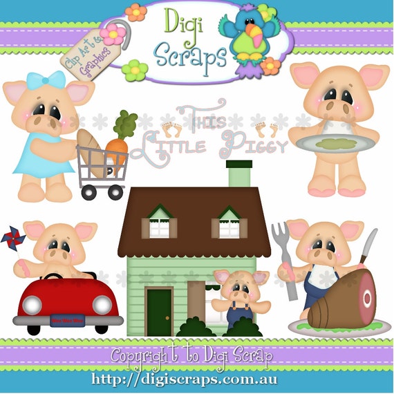 Items similar to This Little Piggy - Pig Clip Art Set - Clipart ...