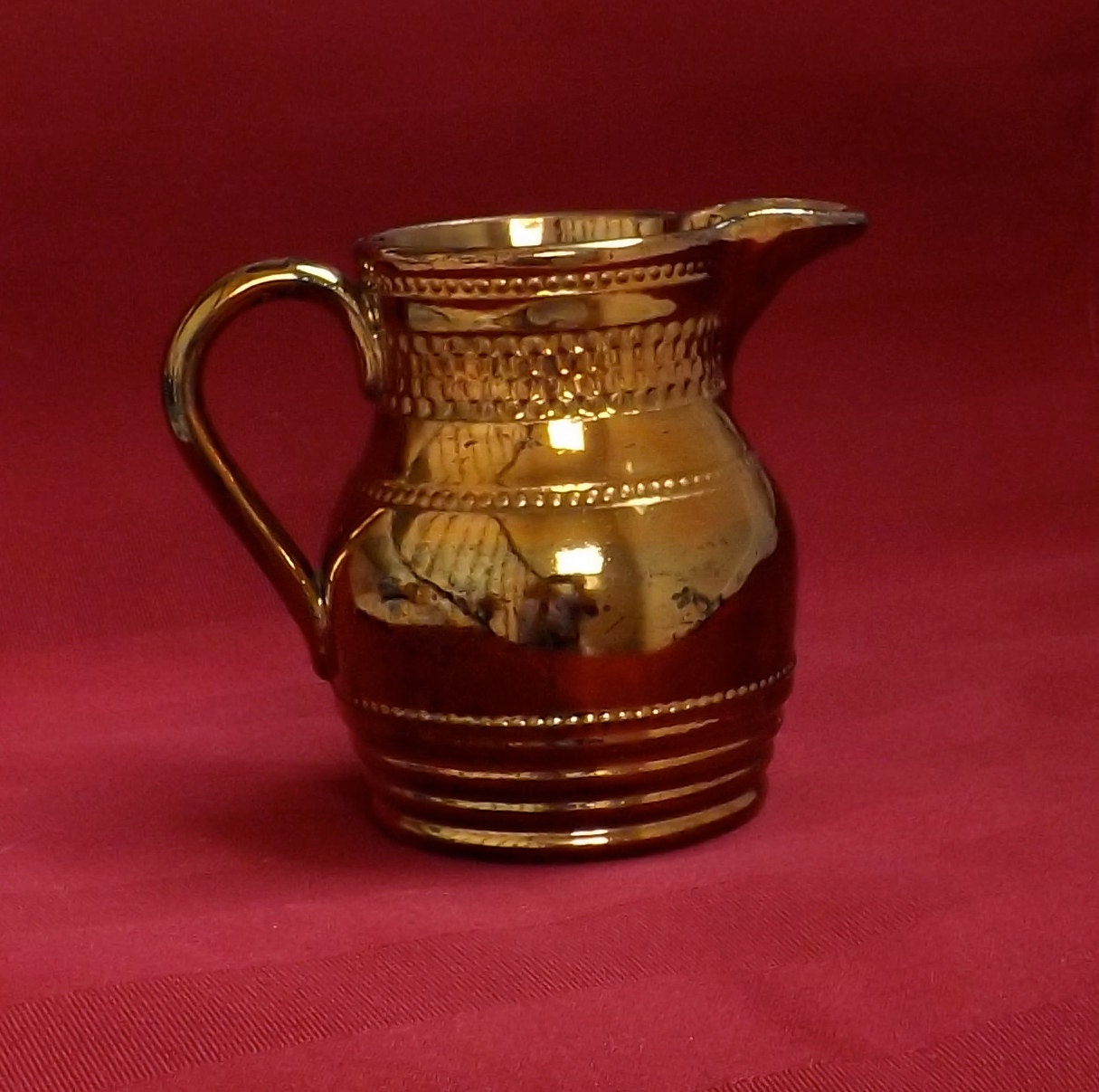 Vintage Hammered Copper Luster Creamer_Copper Luster