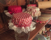 Package of 3 Red Mason Jar Bonnets