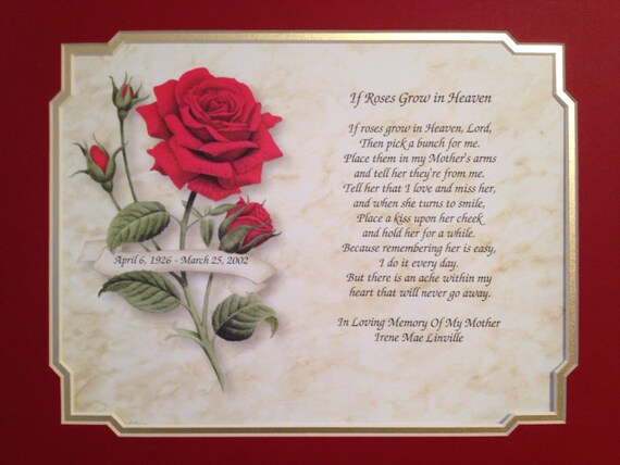 In Memory of Mother Personalized If Roses by WePersonalizeGifts