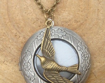 Bird Locket Necklace Victorian Jewelry Gift Vintage Style