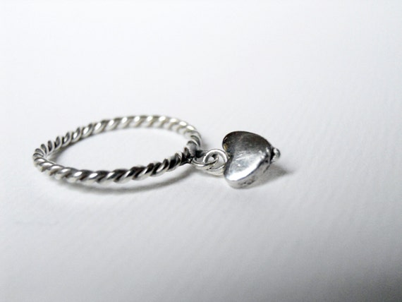 Silver Heart Charm Ring