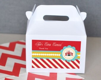 Carnival Favor Boxes Carnival Favors Circus Favor Box Kids Birthday Party Goody Bags Carnival Theme Party 2| (EB2313CC) - 24 pcs