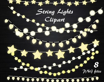 String Lights Clipart, String lights clip art, Lights clipart, wedding invitation, Fairy Lights Clipart, Lamp, Personal and Commercial Use