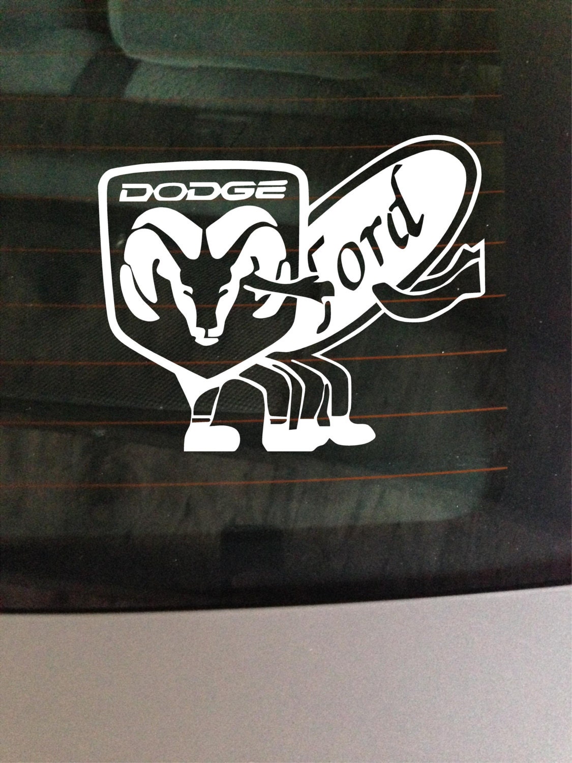 Funny Dodge And Ford Vinyl Window Decal By Granitecitygraphics