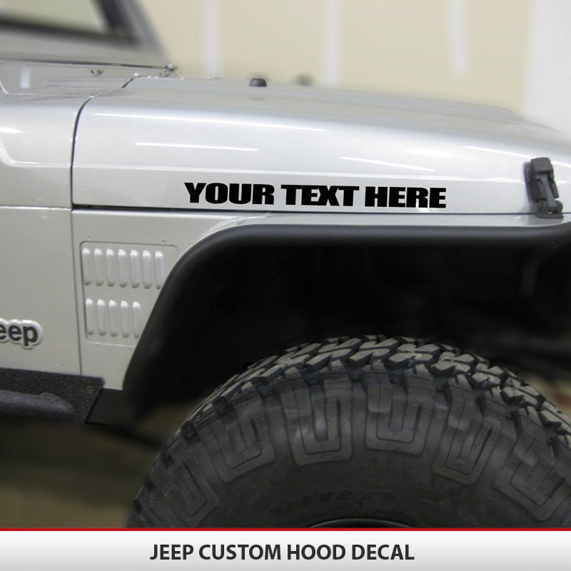 CUSTOM Hood Decal Custom made with your Text Size and Color