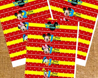 Mickey Mouse Clubhouse Birthday Party Favors - Water Bottle Labels - Digital File - INSTANT DOWNLOAD