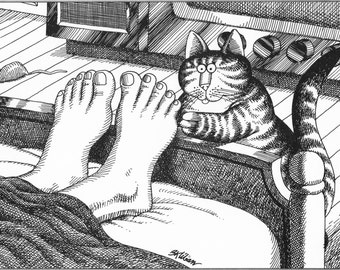Kliban Cat Original Vintage Art P rint Feet Reflexology Chiropodist ...