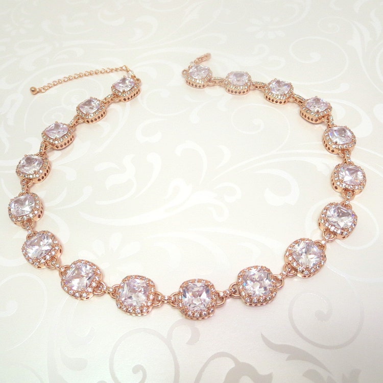 Rose gold Bridal necklace Rose gold statement by TheExquisiteBride