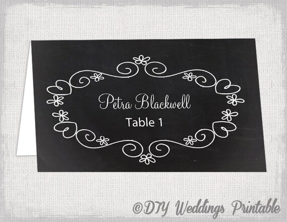 Wedding place card template Chalkboard place cards