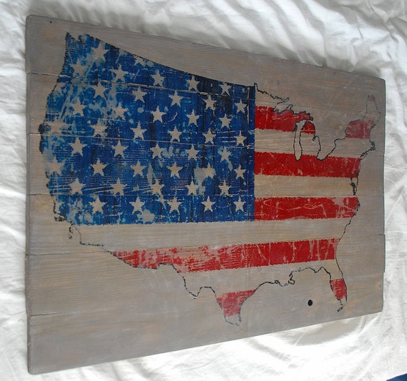 Download Items similar to Distressed American Flag USA Map Wall Art ...