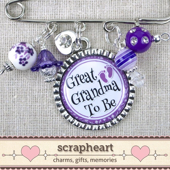 PERSONALIZED Great Grandma Aunt Mom To Be Pin Purple Mom To