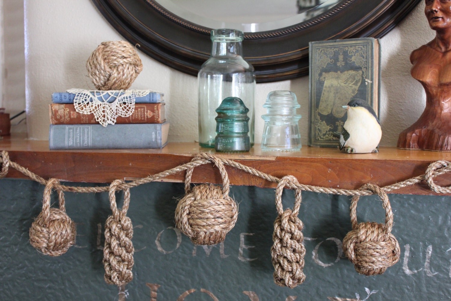 Nautical Rope knot banner nautical garland Unique window