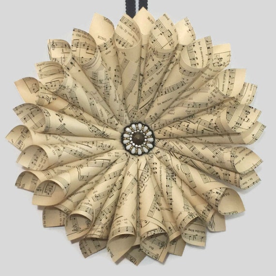 Sheet Music Wreath - Antique Book Wreath - Paper Flower Wreath