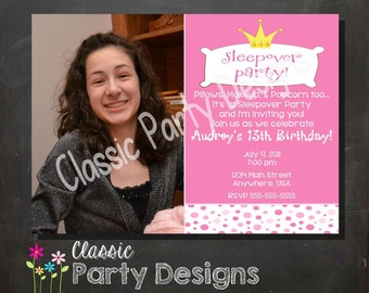 Sleepover Slumber Party Invitation Birthday Party - DIGITAL or PRINTED