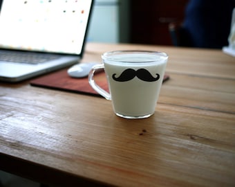FREE SHIPPING Quirky Creative Mustache Movember Glass / Mug | Great Gift Idea!