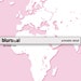 Pink world map printable 20x16 10x8 Pink nursery