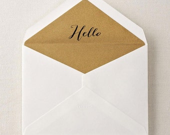 Hello Rubber Stamp, Calligraphy Stamp, Custom Rubber Stamp, Hello Stamp, Wood Handle or Self Inking