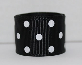 1-1/2" Black and White Polka Dot Grosgrain Ribbon 1-1/2" x 1 yard