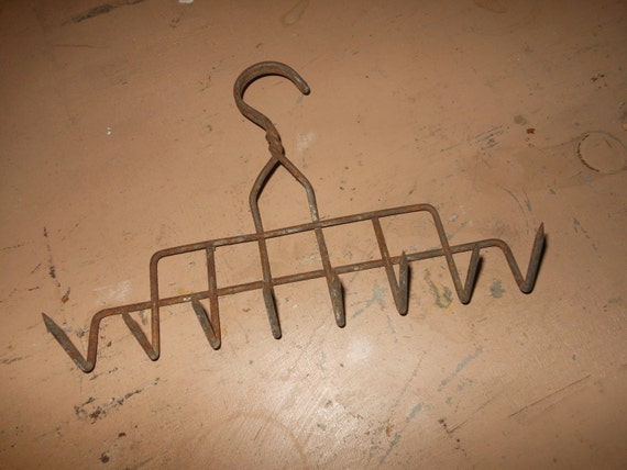 Antique Rusty Old General Store Bacon Meat Hanger Display