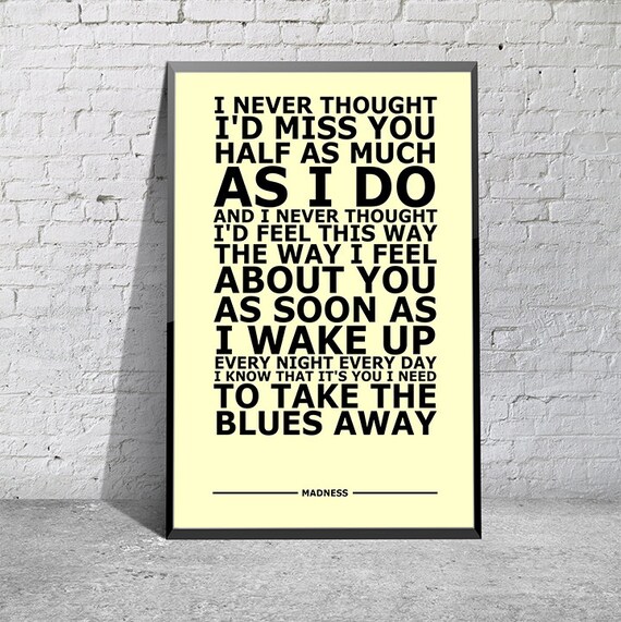 Madness It Must Be Love Lyric Art Typography by TheRealPopArt