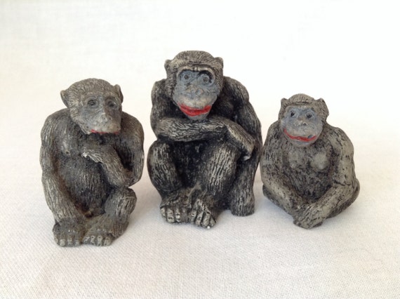 Three Small Monkey Figurines Made From by FrancescasFavorites