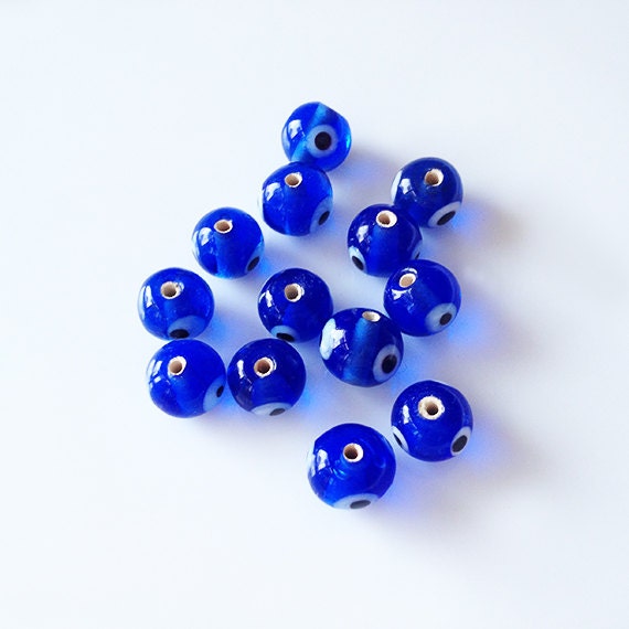 8 Blue Glass Evil Eye Beads Protection Beads Glass Beads