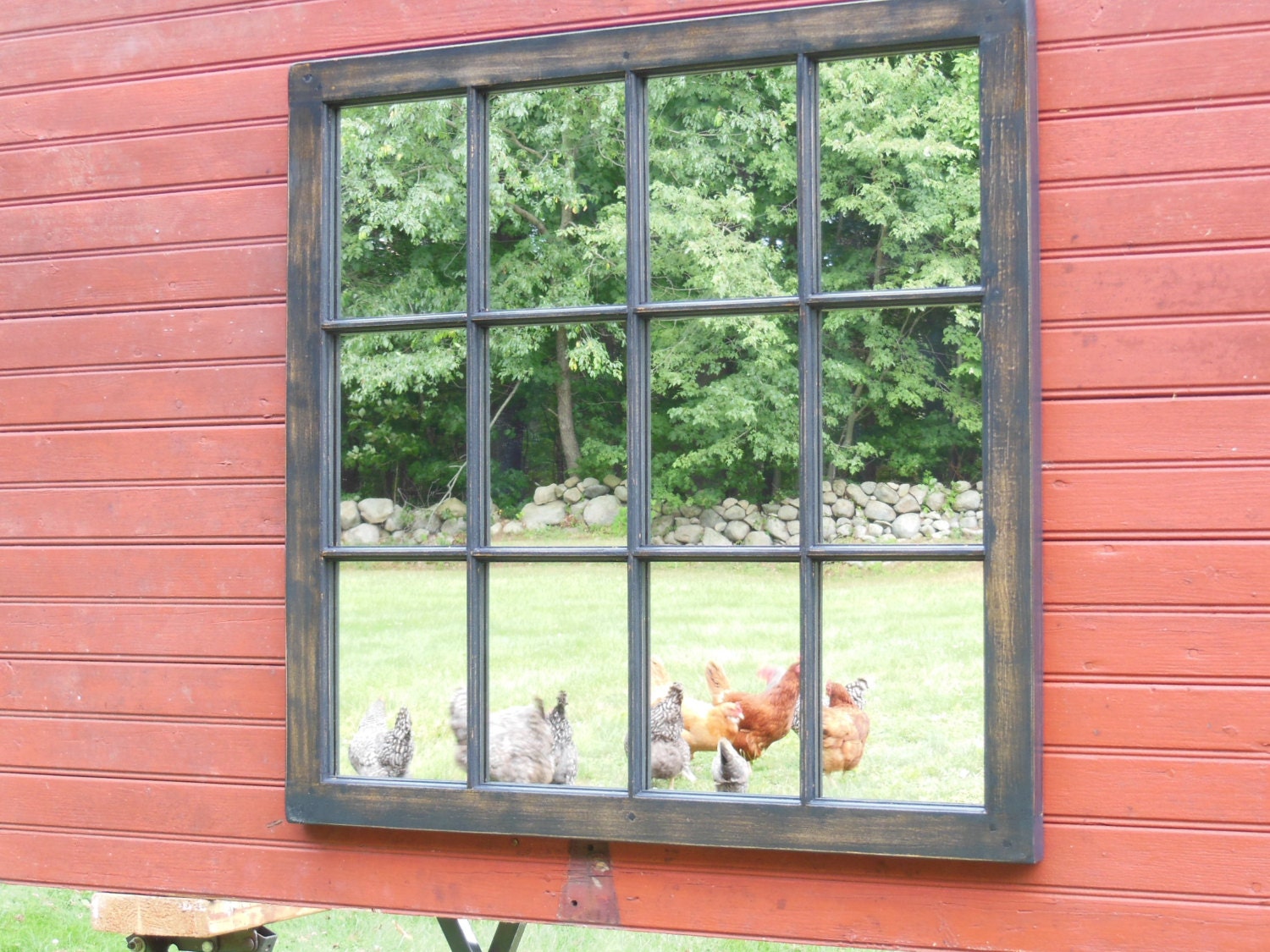 Distressed Window Mirror Frame Home decor Shabby chic by Sashmaker