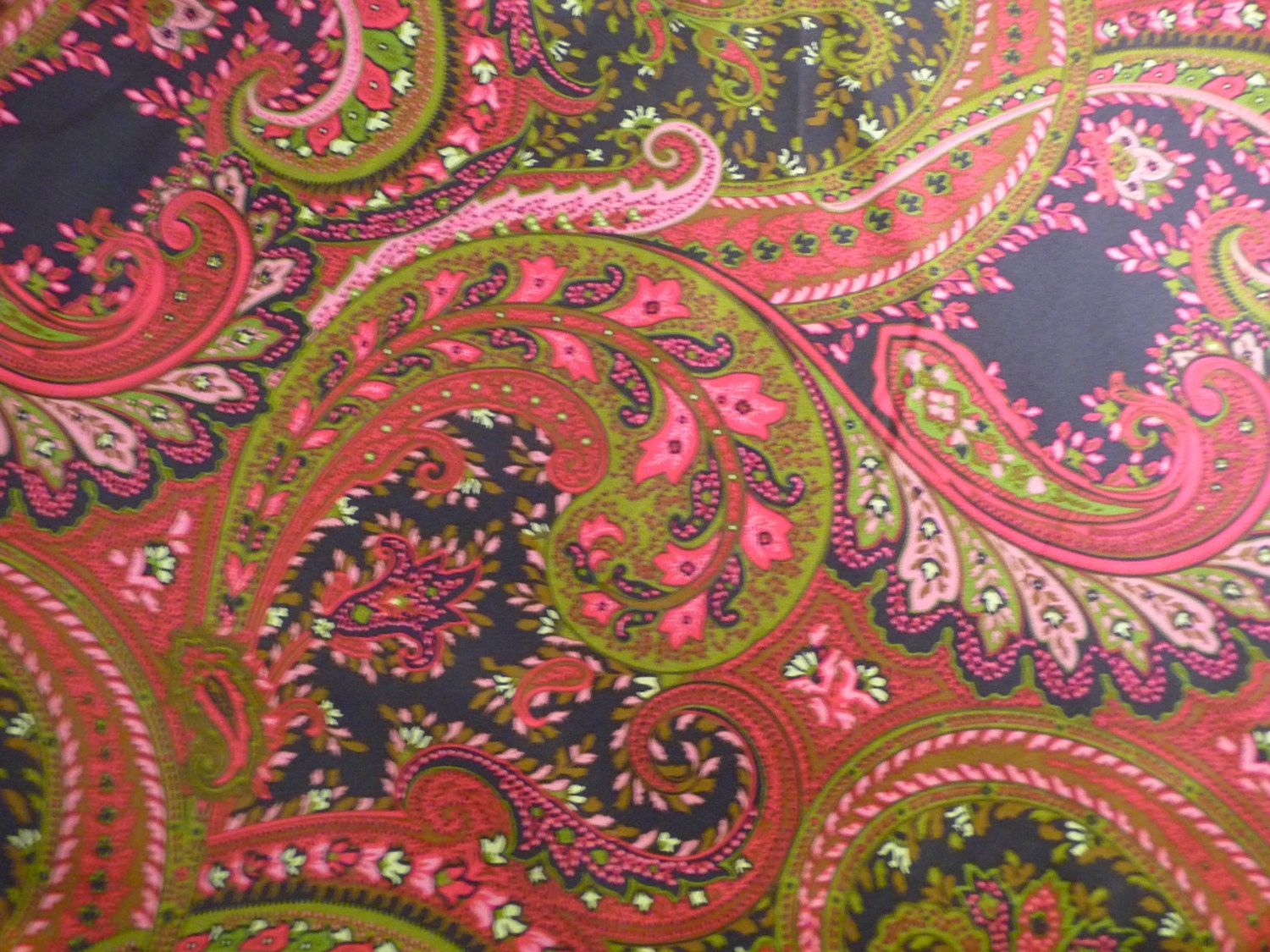 Stretch sateen deep red paisley fabric by the yard by MadeByMame