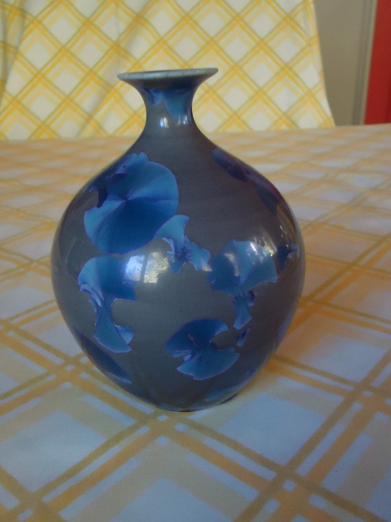 Gray and Blue Ceramic Vase