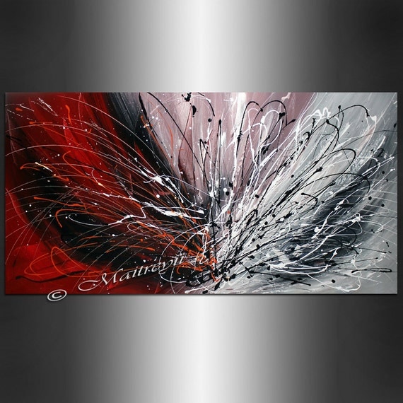 Abstract Art Red black painting Original acrylic by largeartwork