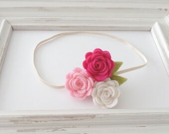 Felt Flower Headband, Felt Baby Headband, Newborn Headband, Baby Girl Headband