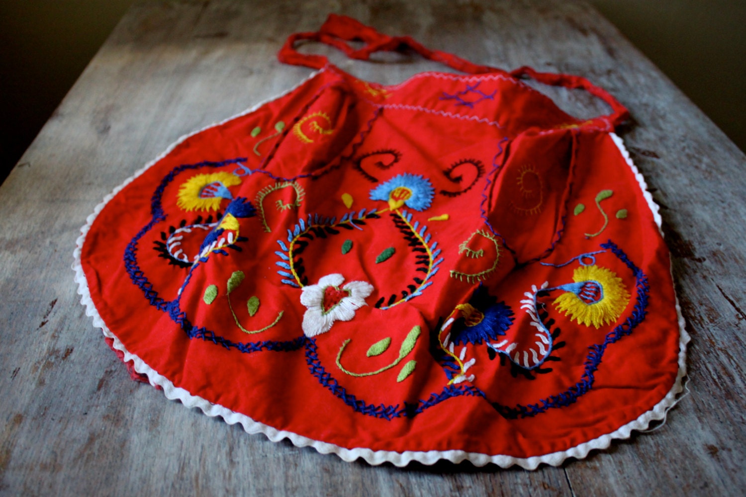 Vintage Hand Embroidered Apron