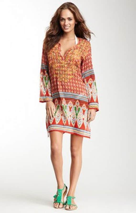 Items similar to SEEMA TUNIC~This embroidered tunic has beautiful ...
