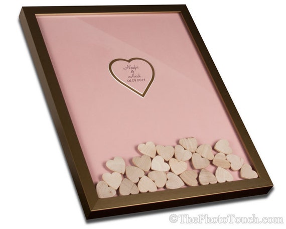 wedding guest book frame with drop in hearts