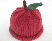 Knit baby apple hat First Halloween Handknit Newborn Baby shower gift Unisex 0-4 months Photo prop Apple picking Baby bonnet Teacher NYC Knit baby apple hat First Halloween Handknit Newborn Baby shower gift Unisex 0-4 months Photo prop Apple picking Baby bonnet Teacher NYC