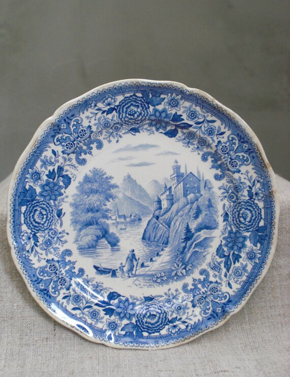 blue and white plate Antique old Villeroy & Boch transferware