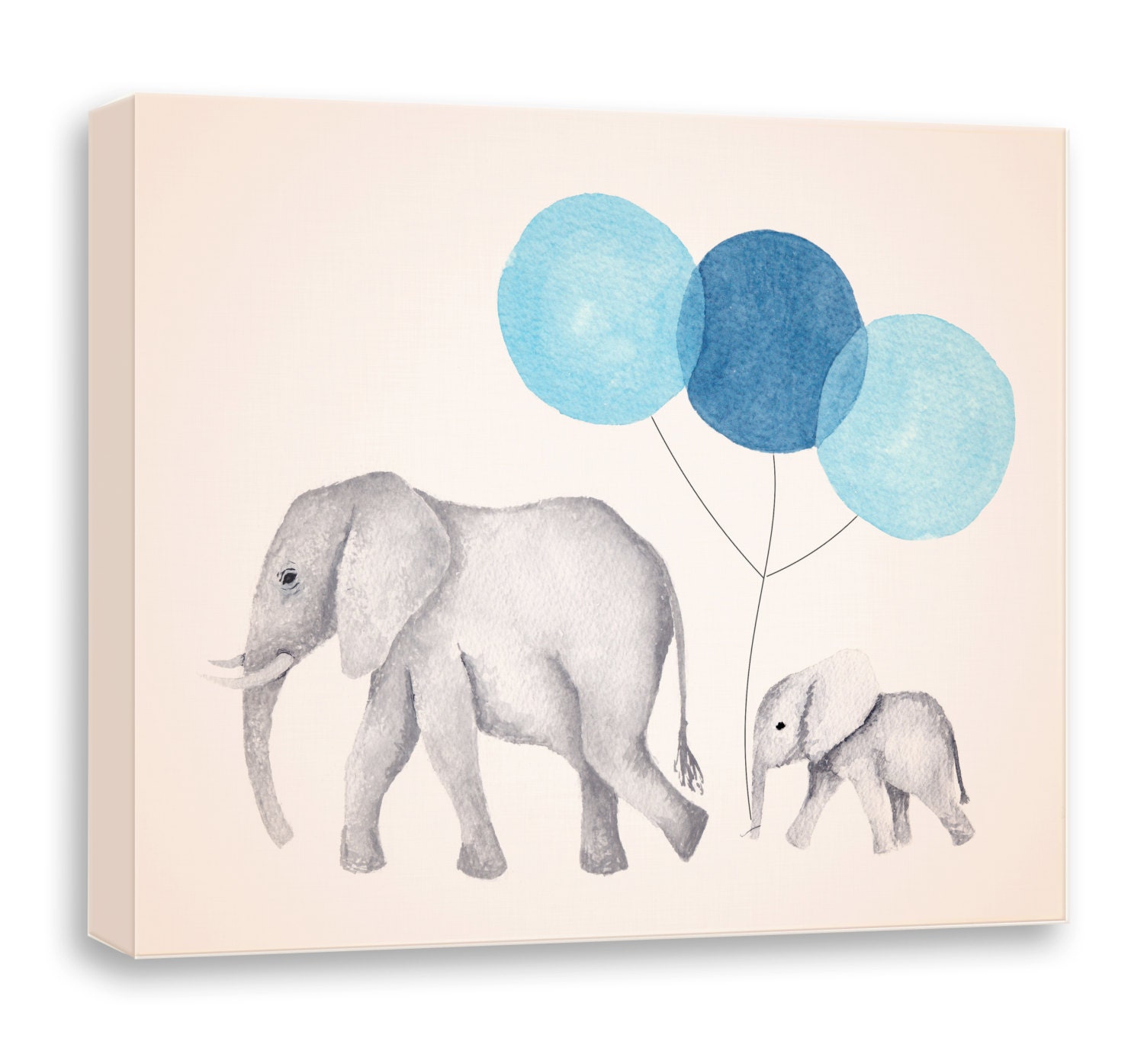 Elephant Painting Canvas Nursery Art Navy Blue And Gray Zoom